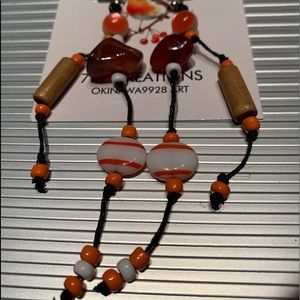 Orange and white earrings